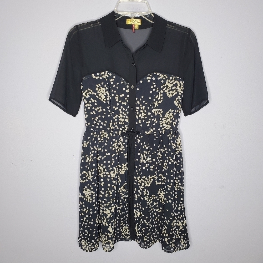 Princess Vera Wang Navy Blue Star Print Dress - Picture 2 of 6